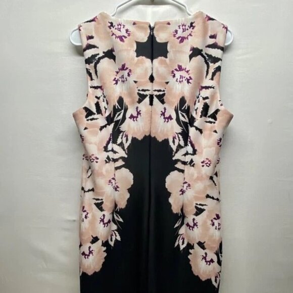 Calvin Klein Dress Women's Sleeveless Sheath Style Size 12 Pink Black Floral GUC - Picture 4 of 11